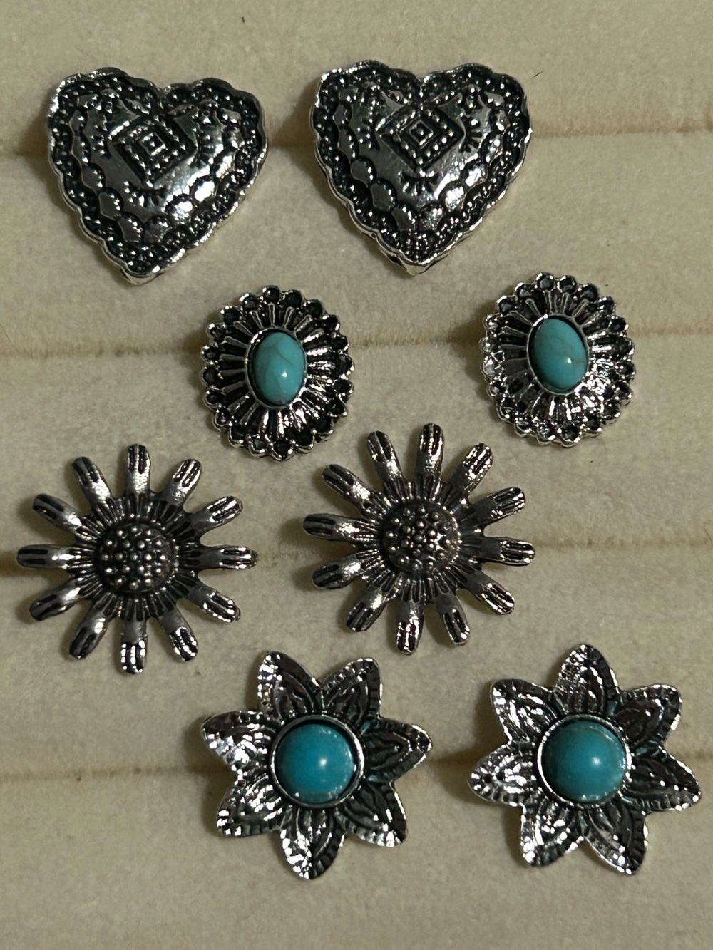 Silver-Tone Turquoise Accent Stud Earring Set